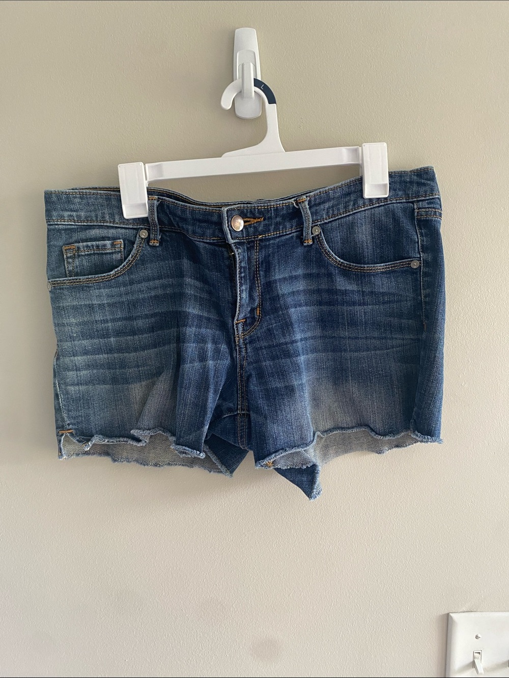 Distressed Blue Denim Cutoff Shorts